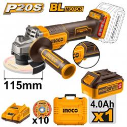 INGCO SMERIGLIATRICE ANGOLARE 20V D.115 CON BATTERIA e VALIGETTA